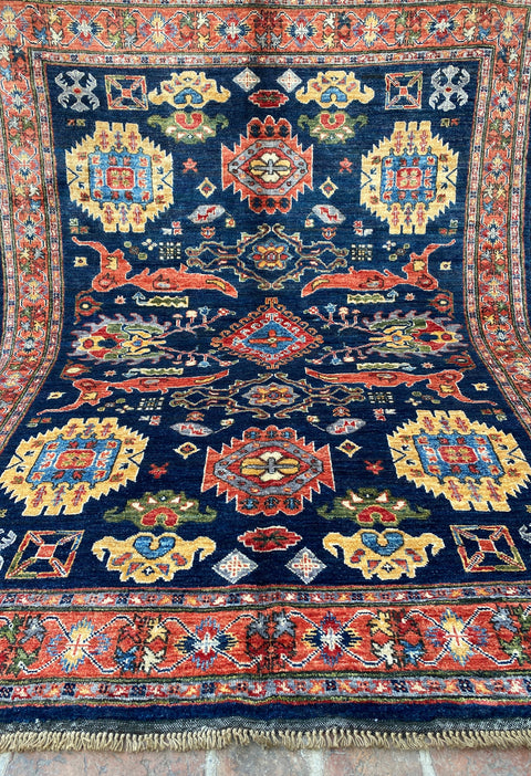 Hand-Knotted Sultanabad Vegetable-Dyed Wool Rug, 5' 1" x 6' 8"