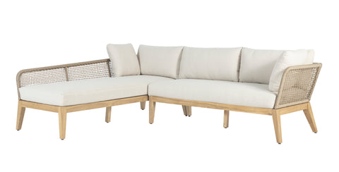 Cypress Teak Wood 2-piece Left Arm Chaise Outdoor Sectional - Beige