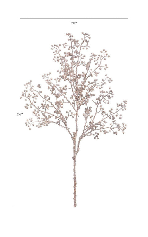 24" Faux Glittered Berry Stem Champagne