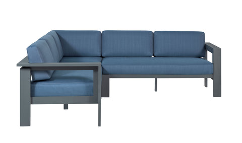 Sardinia Aluminum Frame Outdoor Sectional Sofa - Blue Cushions