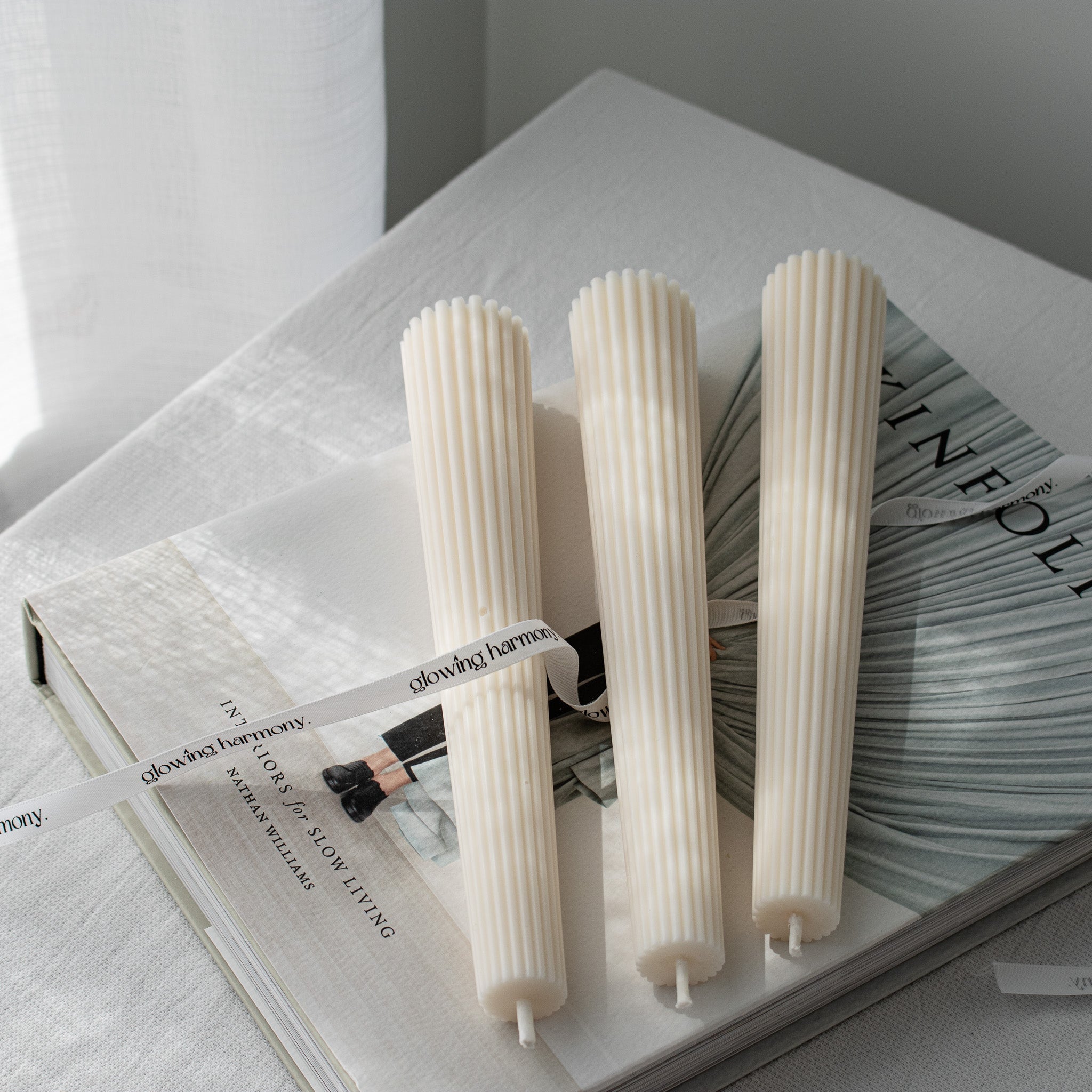 Ribbed Tower Candles- Set of two