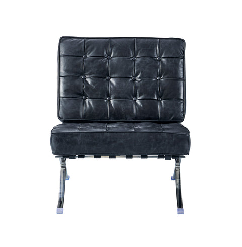Francisco Modern Curule Style Chair and Ottoman Set - Brown Leather