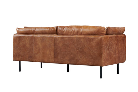 Venezia Industrial Modern Love Seat - Light Brown Leather