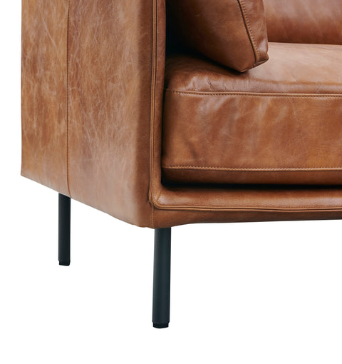 Venezia Industrial Modern Love Seat - Light Brown Leather