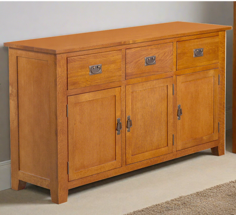 Mission Solid Oak 3 Drawer 3 Door Sideboard - Michael's Cherry (MC-A) - 59"