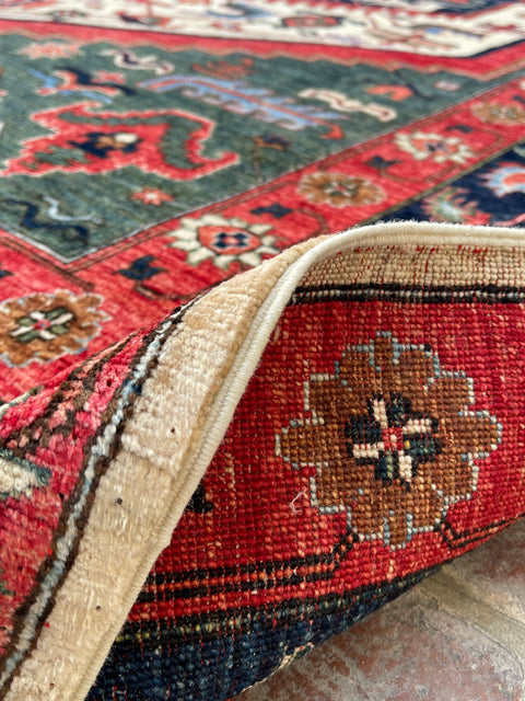 Hand-Knotted Heriz Vegetable-Dyed Wool Rug, 9' 1" x 12' 2"