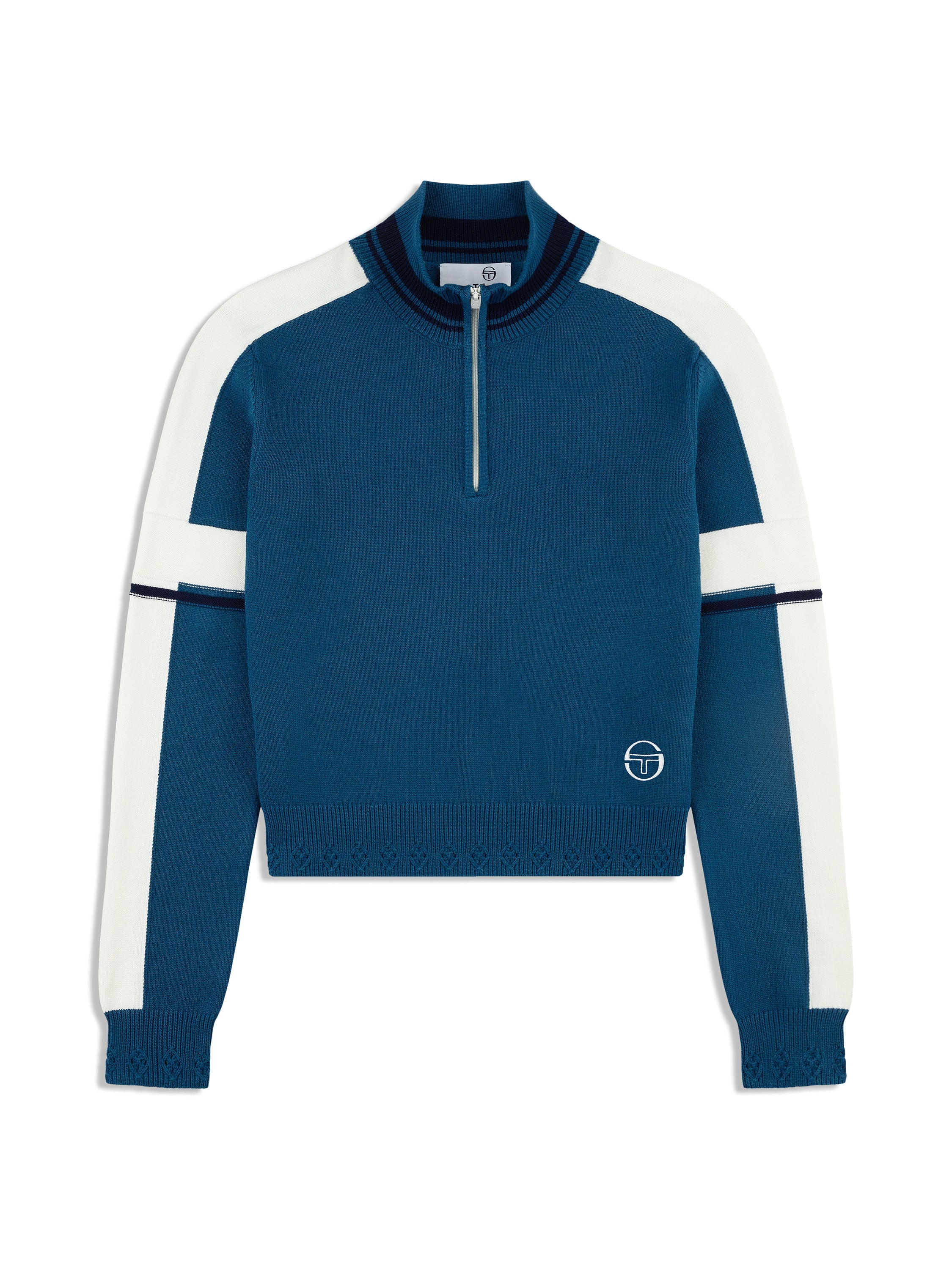 Nota Knit Quarter Zip- Mykonos Blue