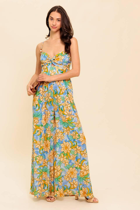 BY CHANCE BLUE WOVEN JUMPSUIT