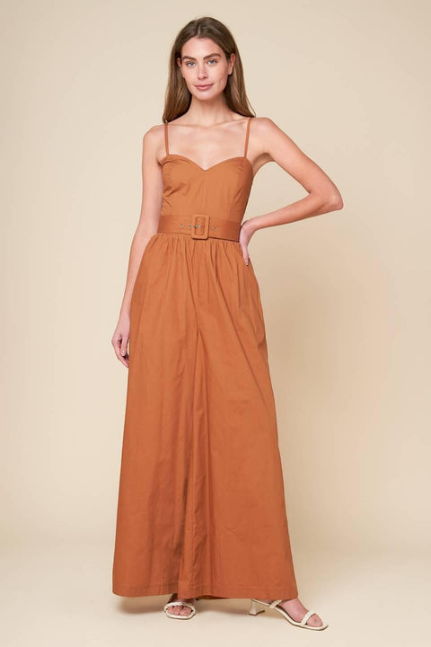 ELEVATED ICON BROWN WOVEN JUMPSUIT