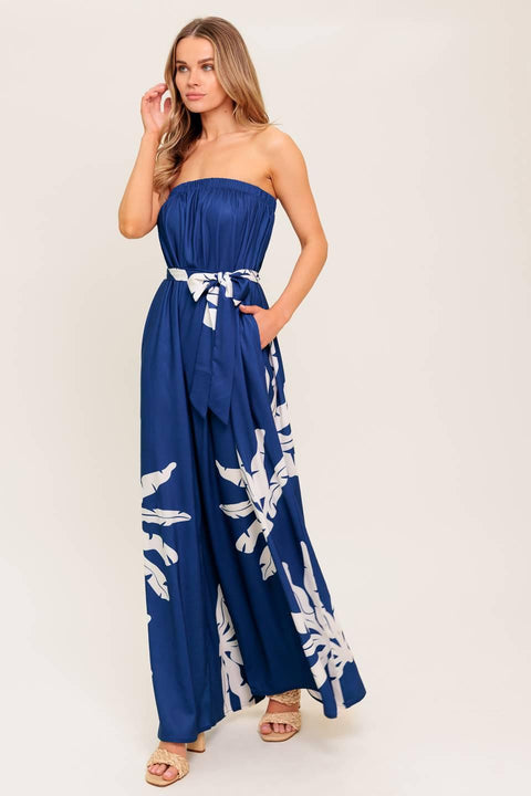 SERENE DAYS NAVY WOVEN JUMPSUIT