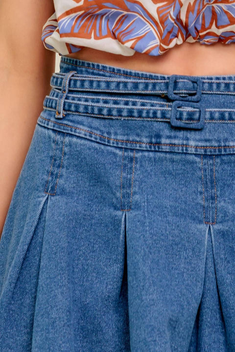 DREAMMIST MEDIUM INDIGO DENIM SKORT