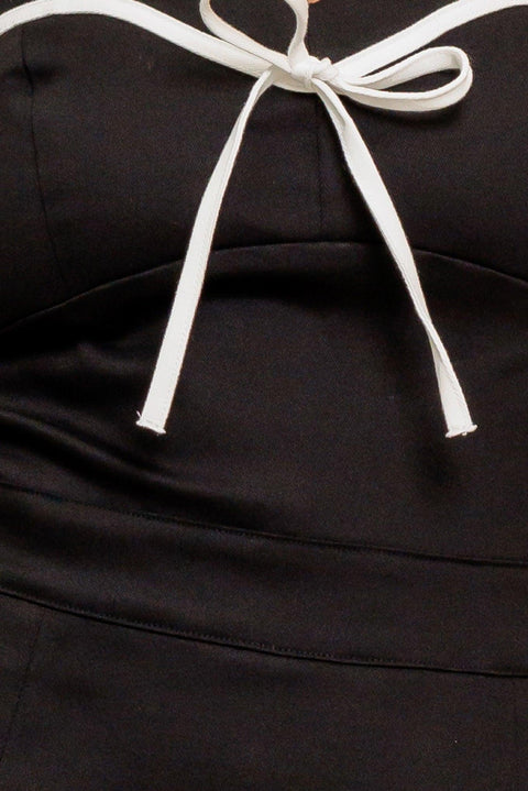 NOIR BOW COUTURE WOVEN SKORT ROMPER