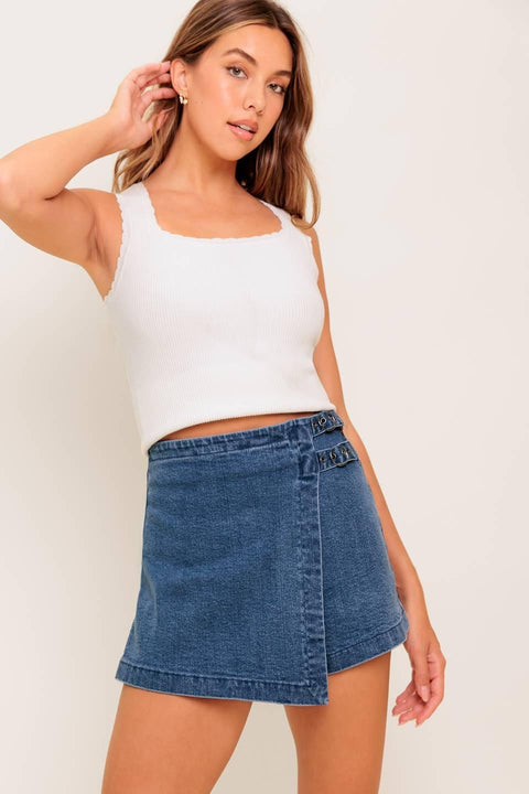 WILD BLUE MORNINGS DENIM SKORT