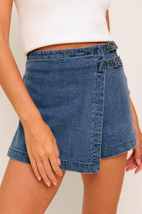 WILD BLUE MORNINGS DENIM SKORT