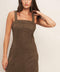 BROWN SUGAR GLOW FAUX SUEDE ROMPER