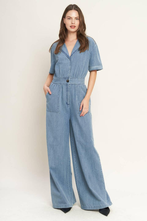 QUIET LUXURY LIGHTWEIGHT DENIM JUMPSUIT