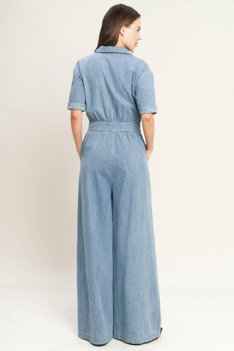 QUIET LUXURY LIGHTWEIGHT DENIM JUMPSUIT