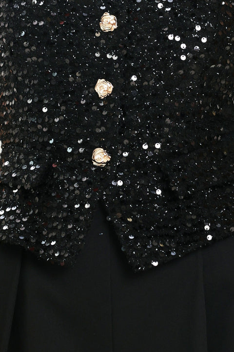 NIGHTFALL GLAM BLACK SEQUIN WIDE-LEG JUMPSUIT