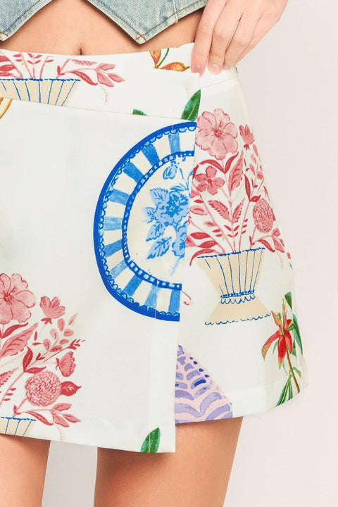 SUMMER PORCELAIN WOVEN SKORT