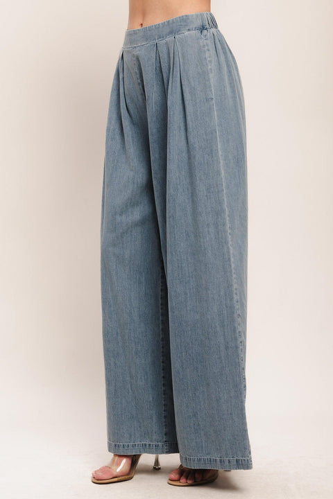 RELAXED DRAPE LIGHTWEIGHT DENIM PANTS