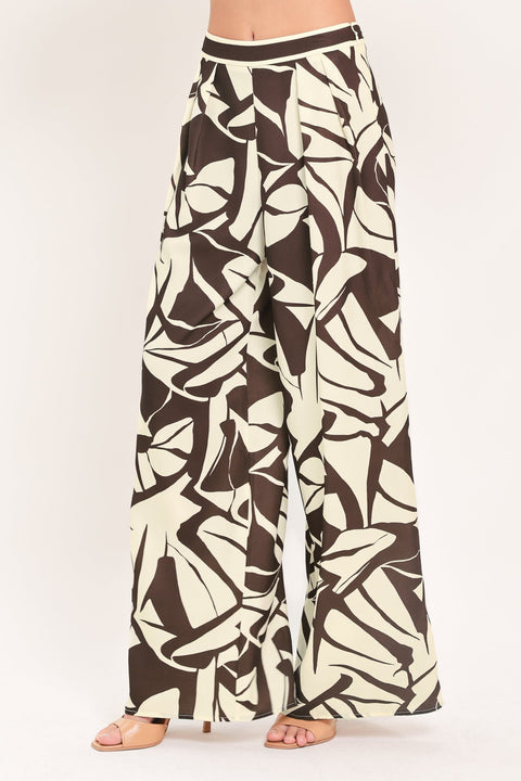 VANILLA VINE MOSAIC WOVEN WIDE LEG PANTS
