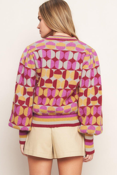 CHEER YOU ON JACQUARD SWEATER TOP
