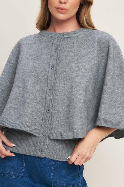 MISTY SHAWL CAPELET SWEATER
