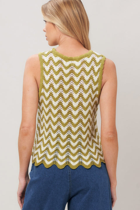 SUNSET STITCH CROCHET KNIT TOP