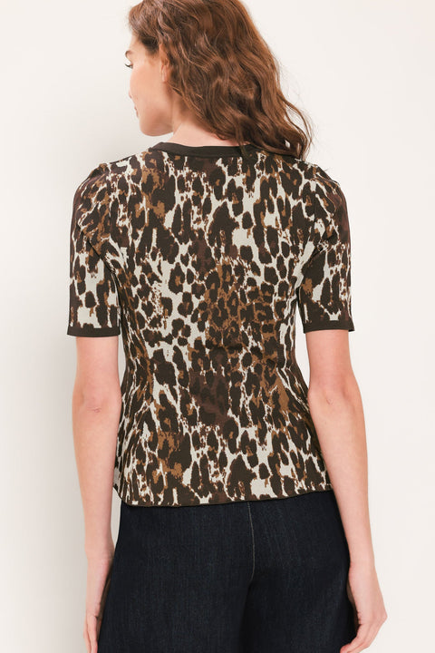 WILDLY POLISHED LEOPARD PEPLUM SWEATER TOP