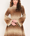 AUTUMN SHIMMER BROWN MULTI LUREX BELL-SLEEVE MINI DRESS