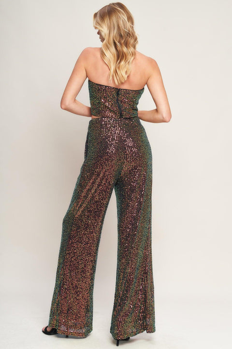 CHARMING COMPOSURE SEQUIN TOP AND BOTTOM SET