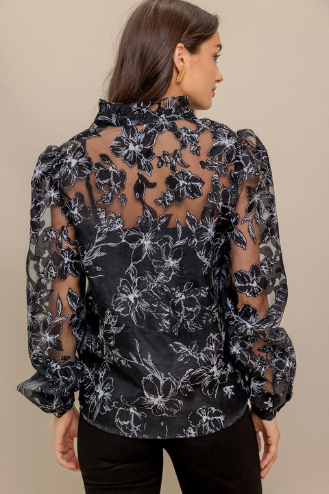 SHARE MY DAY WOVEN ORGANZA TOP