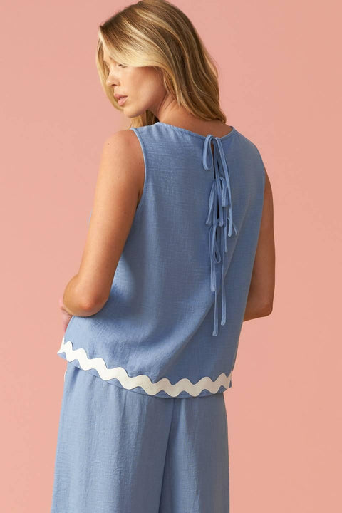 DRIFTING CURRENTS WOVEN TOP