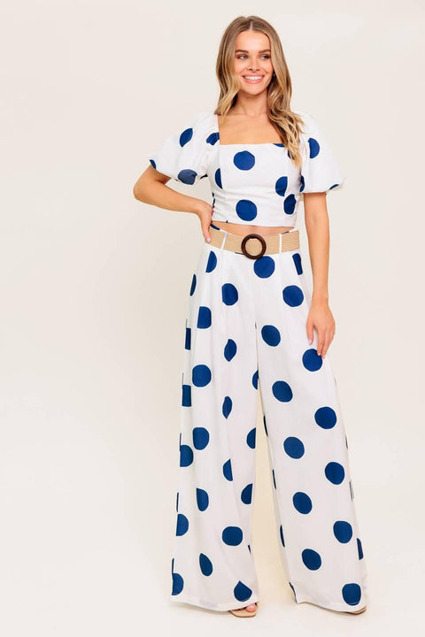 COCONUT KISS  NAVY TOP AND PANT SET