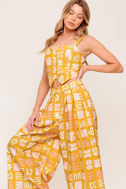 PRETTY MEADOW WOVEN TOP AND PANT SET