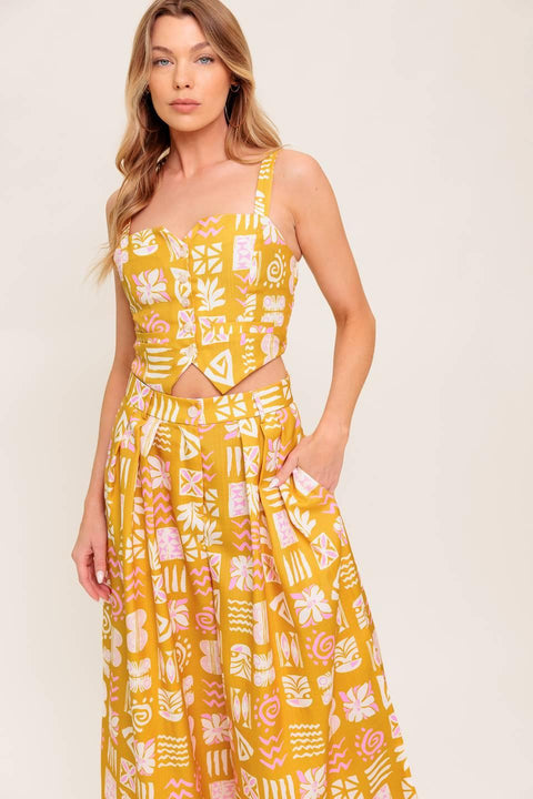 PRETTY MEADOW WOVEN TOP AND PANT SET