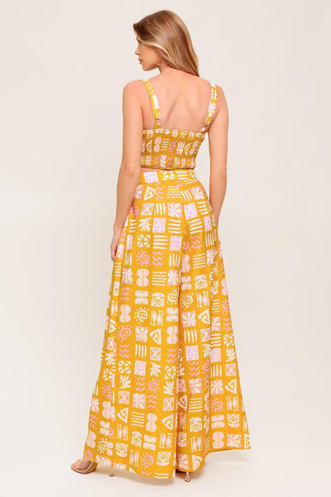 PRETTY MEADOW WOVEN TOP AND PANT SET