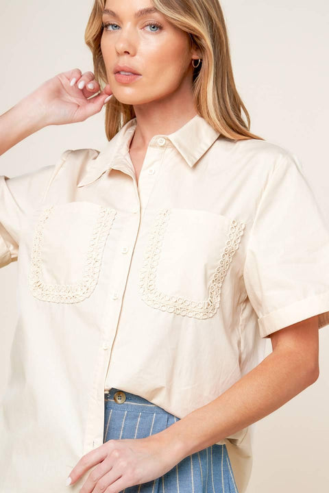 LAYTON CREAM WOVEN TOP