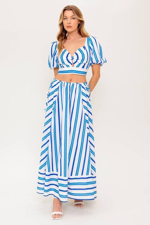 GARDEN WHISPERS WOVEN TOP AND SKIRT SET