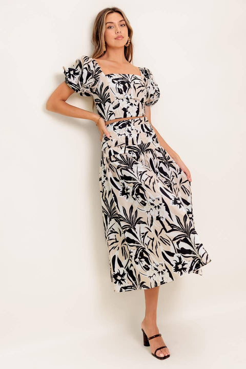 NEUTRAL ZONE WOVEN TOP AND SKIRT SET
