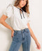 FRENCH WHISPER IVORY WOVEN TOP