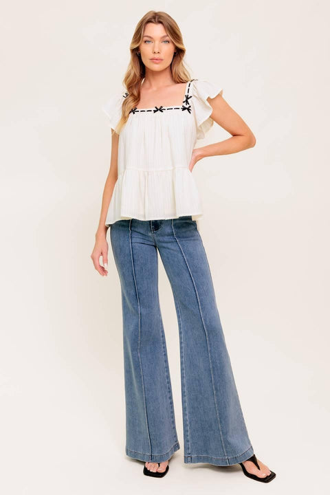 CELESTIAL CRUSH CREAM WOVEN TOP