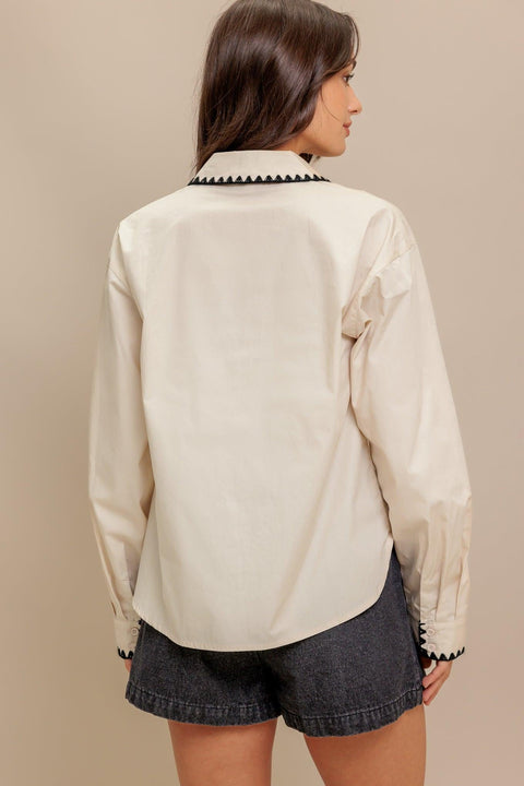 MONO EDGE WOVEN TOP