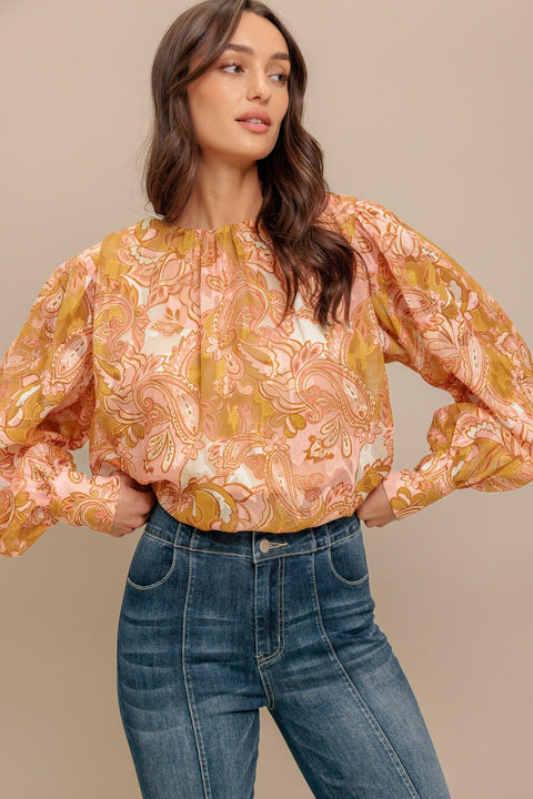 PAISLEY BREEZE  WOVEN JACQUARD TOP