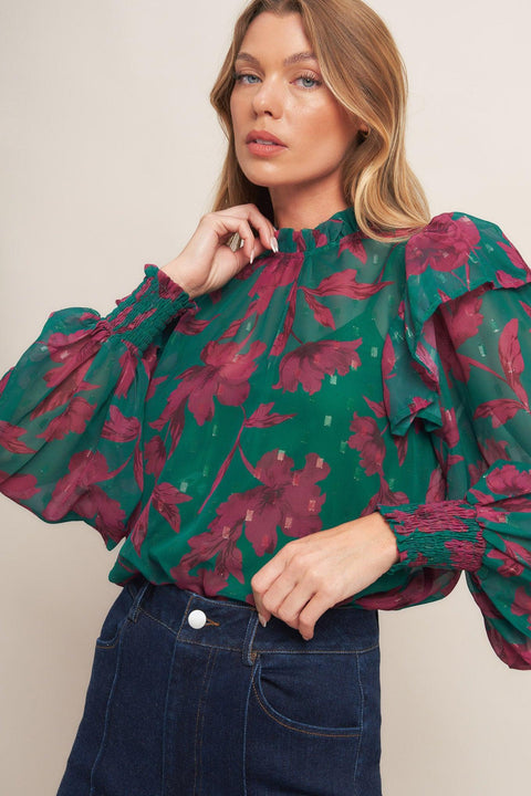 POETIC GARDEN WOVEN TOP