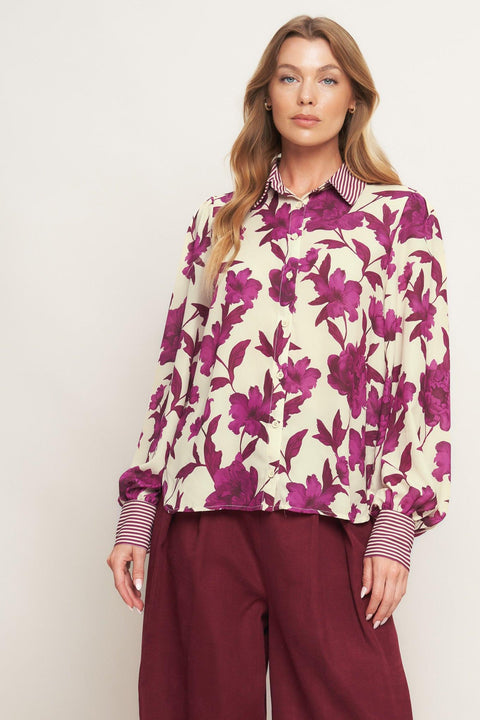 SWEET BOTANICAL CHARM WOVEN TOP