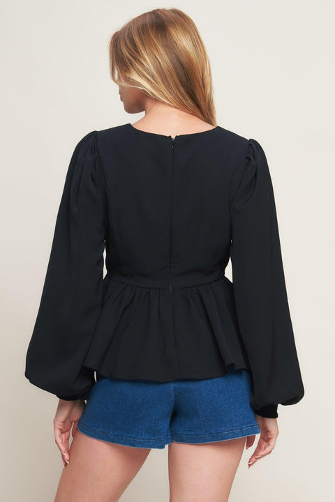 BLACK CANVAS WOVEN TOP
