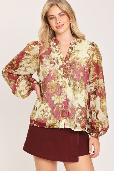 CHATEAU FLORAL WOVEN TOP