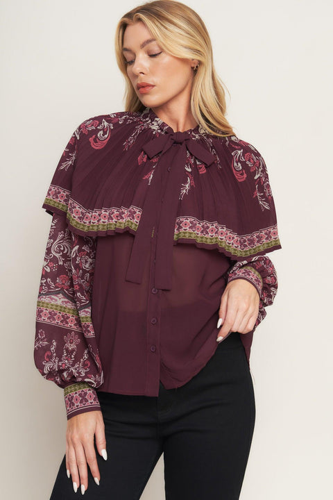 AZTEC CHERRY WOVEN TOP