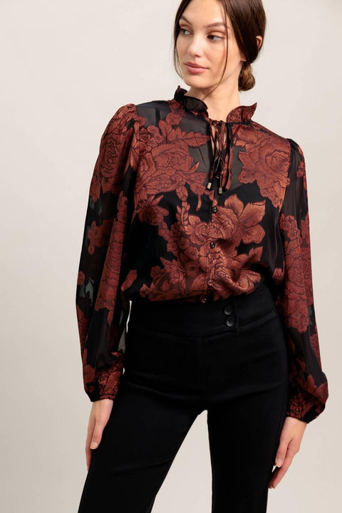 JUST DARK ENOUGH TO FEEL SPECIAL WOVEN TOP